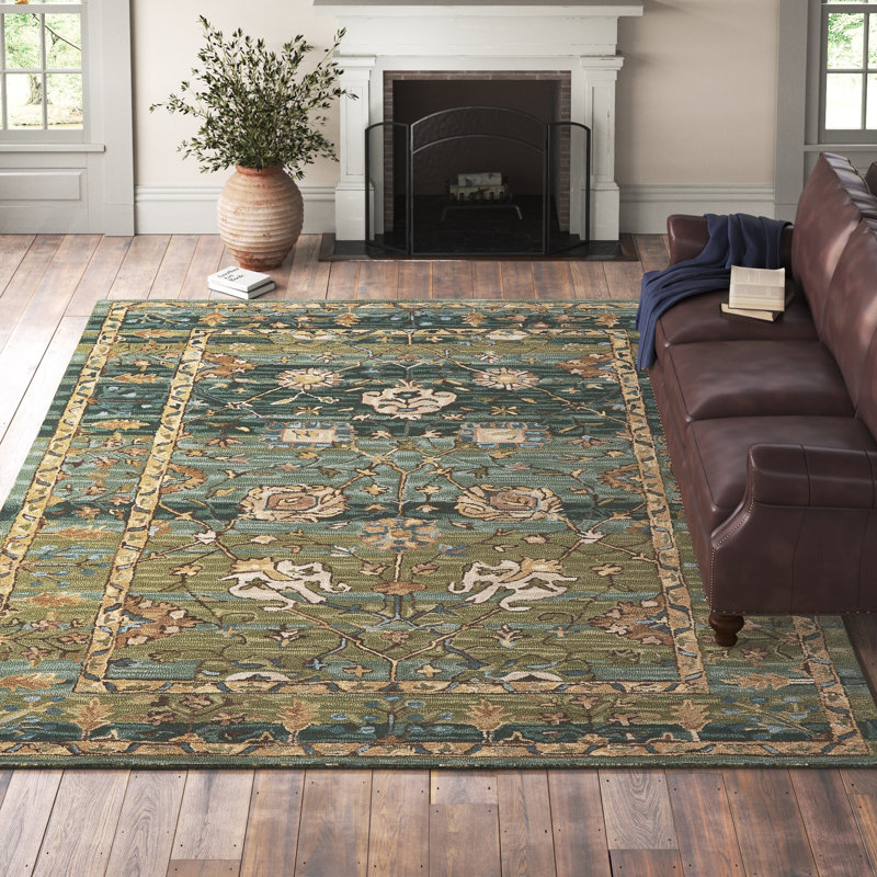 Corla Handmade Wool Green/Brown Rug & Reviews Birch Lane